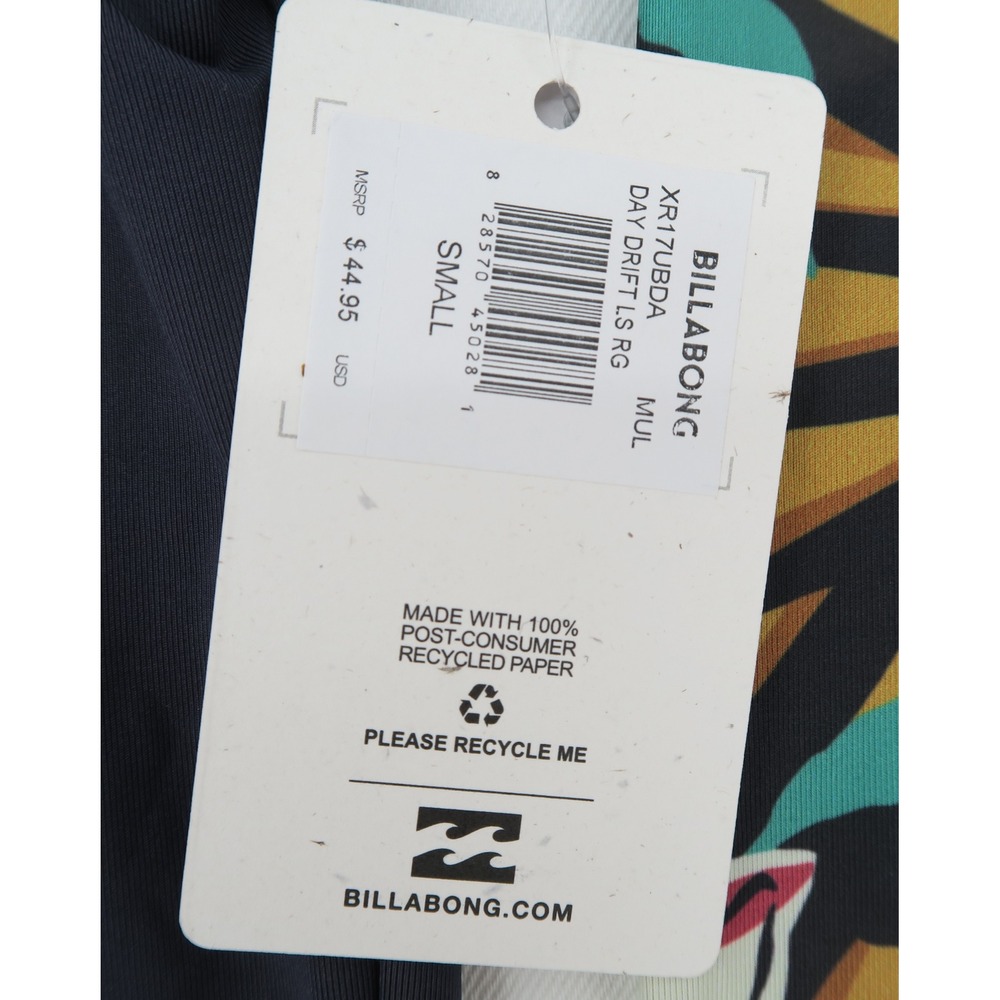 Billabong Day Drift Long Sleeve Rashguard Navy Floral UPF 50 Small - Picture 4 of 9